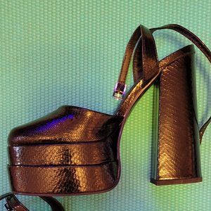 ASOS DESIGN Pluto platform heeled shoes in black snake